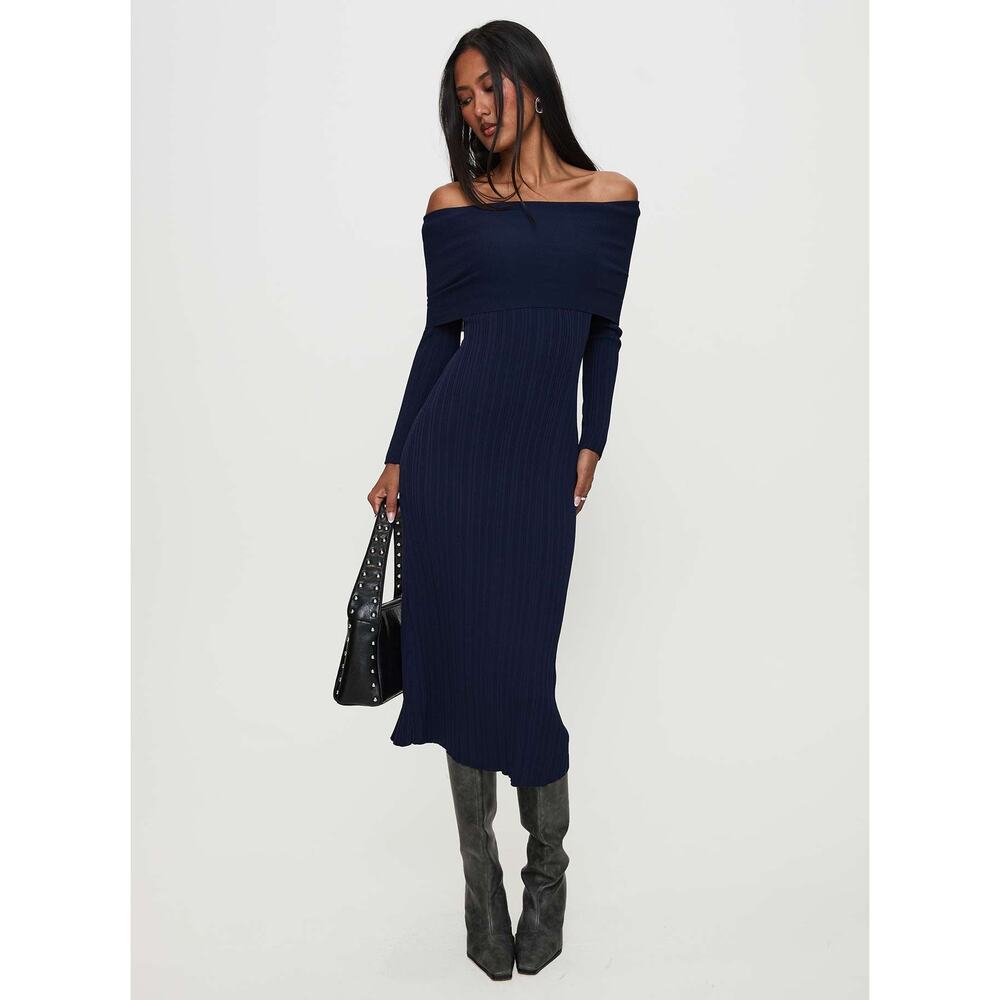 Princess Polly Navy Off-Shoulder Mini Dress